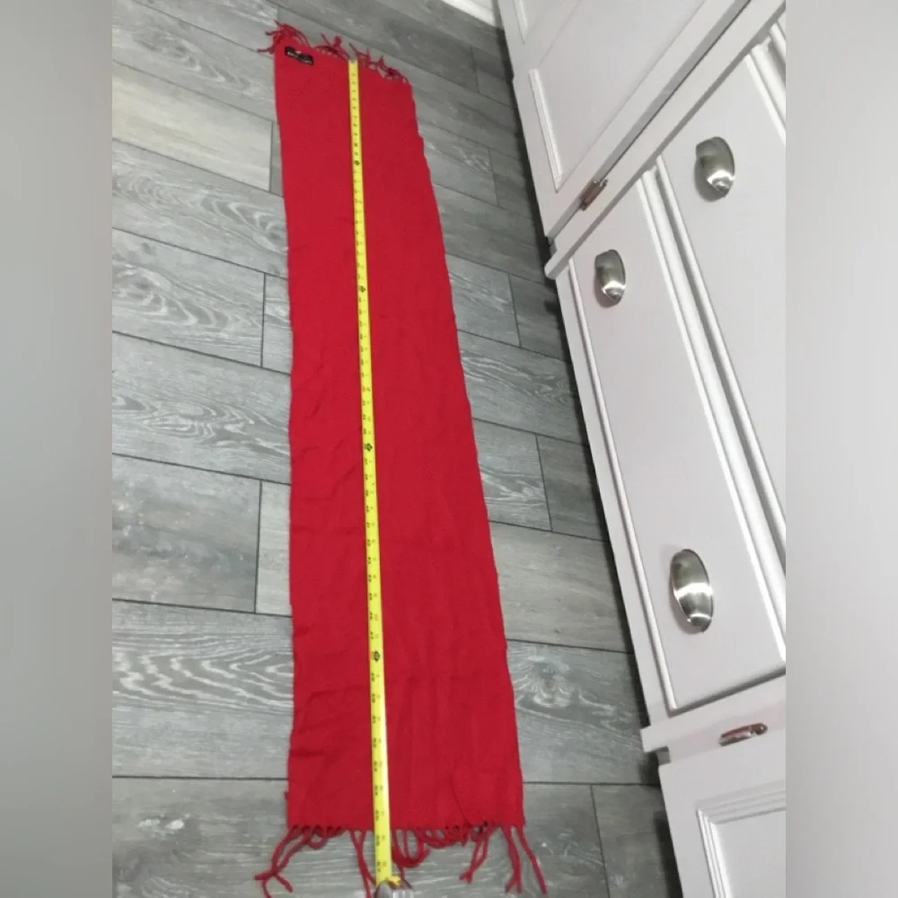 Wilsons The Leather Experts Faux Cashmere Fringe Scarf Red Made in Italy